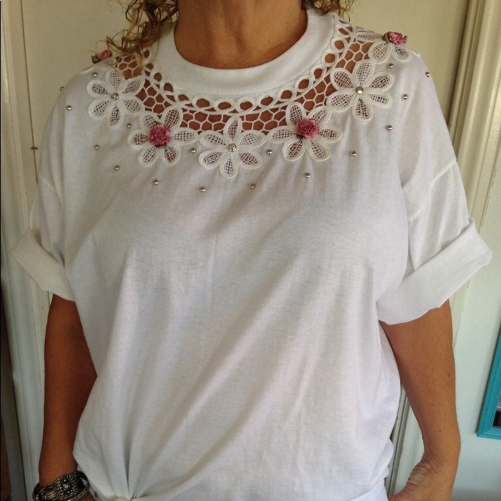 Embellished cotton T-shirt